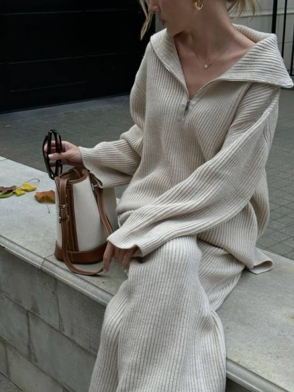 вязанный костюм женский,костюм трикотажный теплый с брюками v&m brands home,костюм вязаный брюки,теплый вязанный костюм,вязаные костюмы