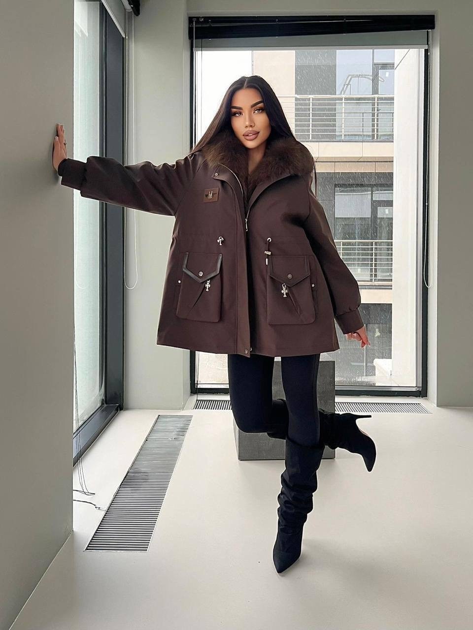 парка с мехом,куртка коричневая,зимняя куртка,женская куртка,парка женская