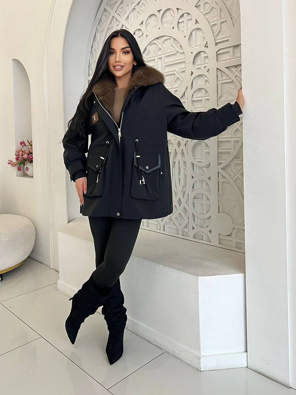 куртка парка зима с капюшоном на натуральном мехе,зимняя куртка,меховая парка,женская зимняя куртка,парка с натуральным мехом