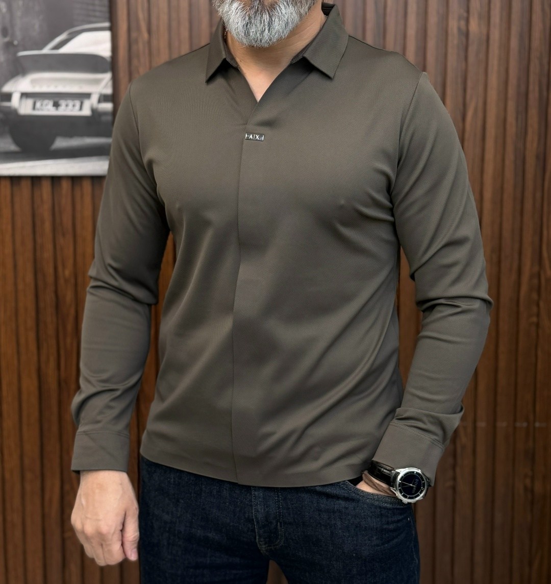 мужская рубашка,черная мужская рубашка,рубашка,рубашка с длинным рукавом теплая классическая emporio armani,классическая мужская рубашка