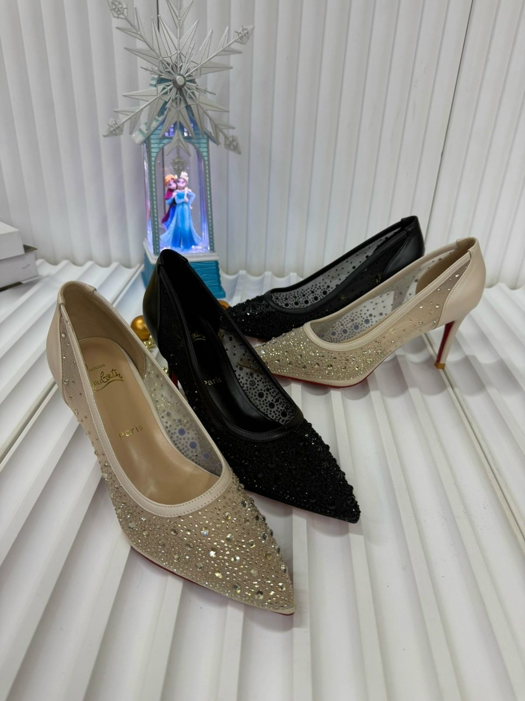 ,туфли кристиан лабутен со стразами,силиконовые туфли прозрачные со стразами,нарядные туфли,туфли лодочки женские