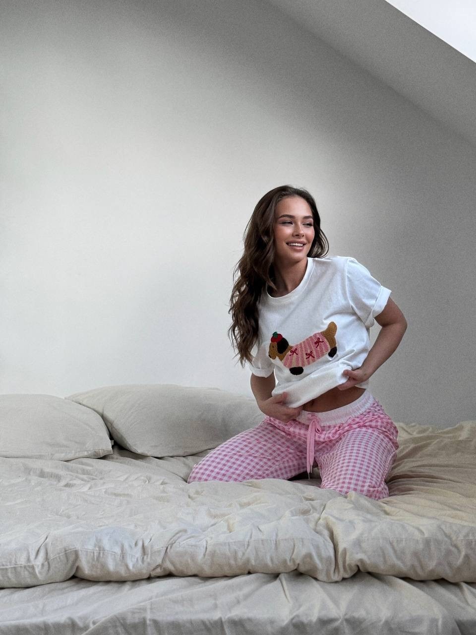 женская пижама с брюками,брюки в клетку пижамные,пижамы женски,пижамы со штанами,пижама с принтом