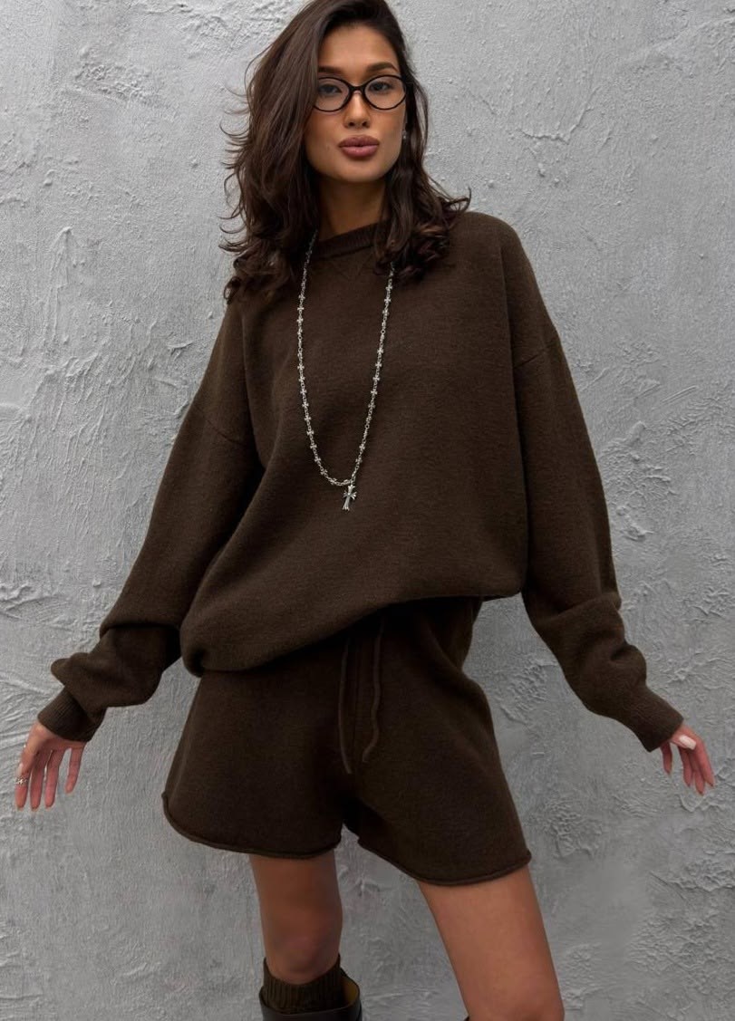 костюм трикотажный с юбкой lalucci цвет серый графит,костюм трикотажный джемпер с юбкой emberens,свитер оверсайз вязаный,свитер оверсайз с горлом удлиненный,костюм с юбкой трикотажный akman цвет графи