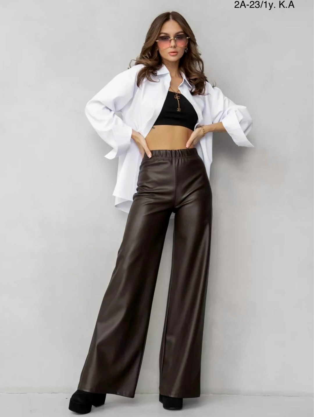 женские прямые брюки из искусственной кожи,широкие кожаные брюки,брюки кожаные палаццо штаны широкие floy,широкие брюки,брюки из искусственной кожи