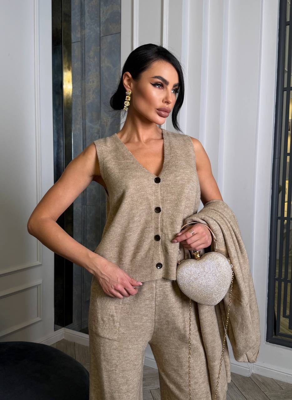 костюм с кардиганом,трикотажные костюмы,костюм тройка,женский костюм тройка,трикотажный костюм тройка