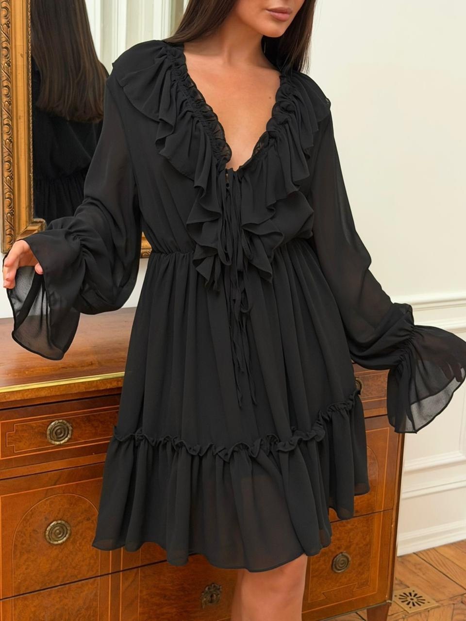 платье,черное платье,платье женская,шифоновое платье,платье универсальное