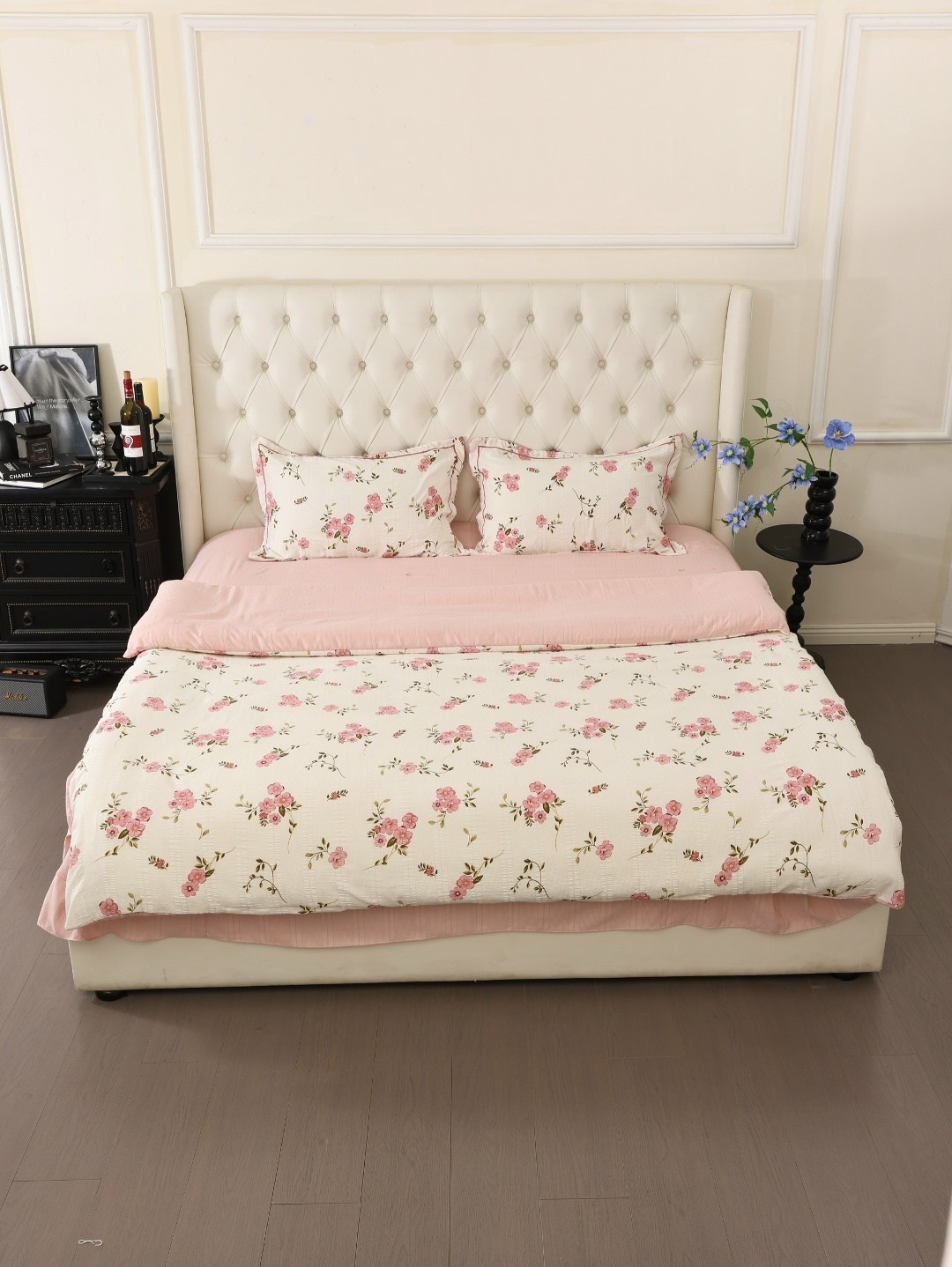 комплект постельное белья,комплект постельного белья семейный бязь розовые бутоны бежевый трехгорная мануфактура,постельное бельё,комплект постельного белья евро "розовые бутоны" трехгорная мануфактур