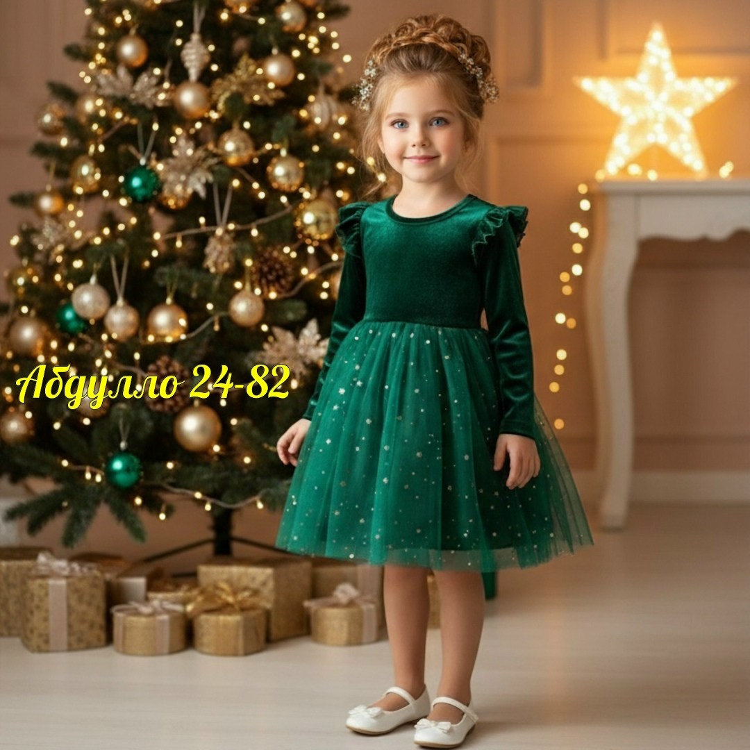 новогоднее платье,платье зеленое для девочки,изумрудное платье для девочки,рождественское платье wfrv для девочек 3-8 лет,платье детское на нг