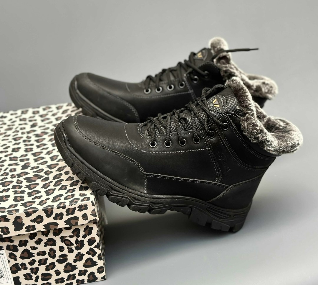 ботинки зимние мужские,ботинки bumer зимние мужские,мужская зимняя ,ботинки зимние кожаные мужские кроссовки мех чёрные натуральная кожа,мужские ботинки