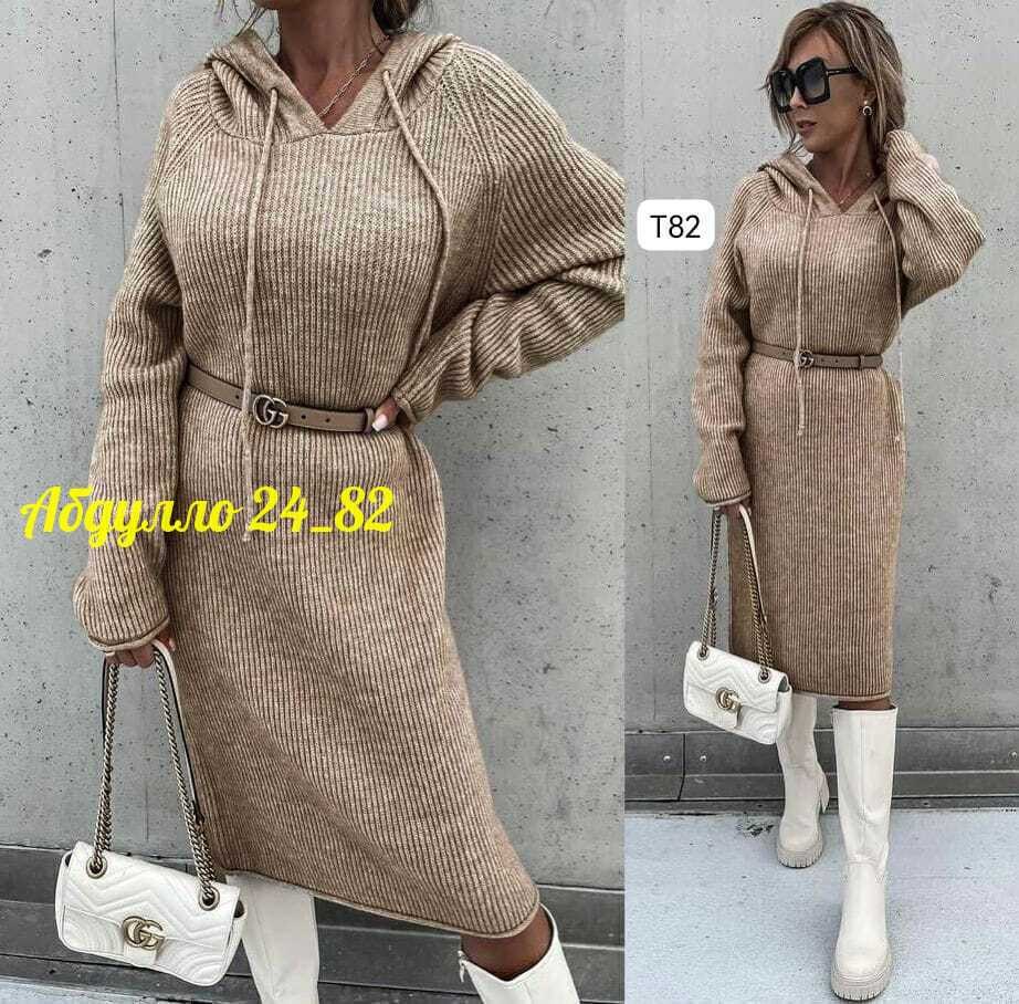 женское платье вязаное,вязаное платье,платье женская,теплое платье,теплое платье с капюшоном