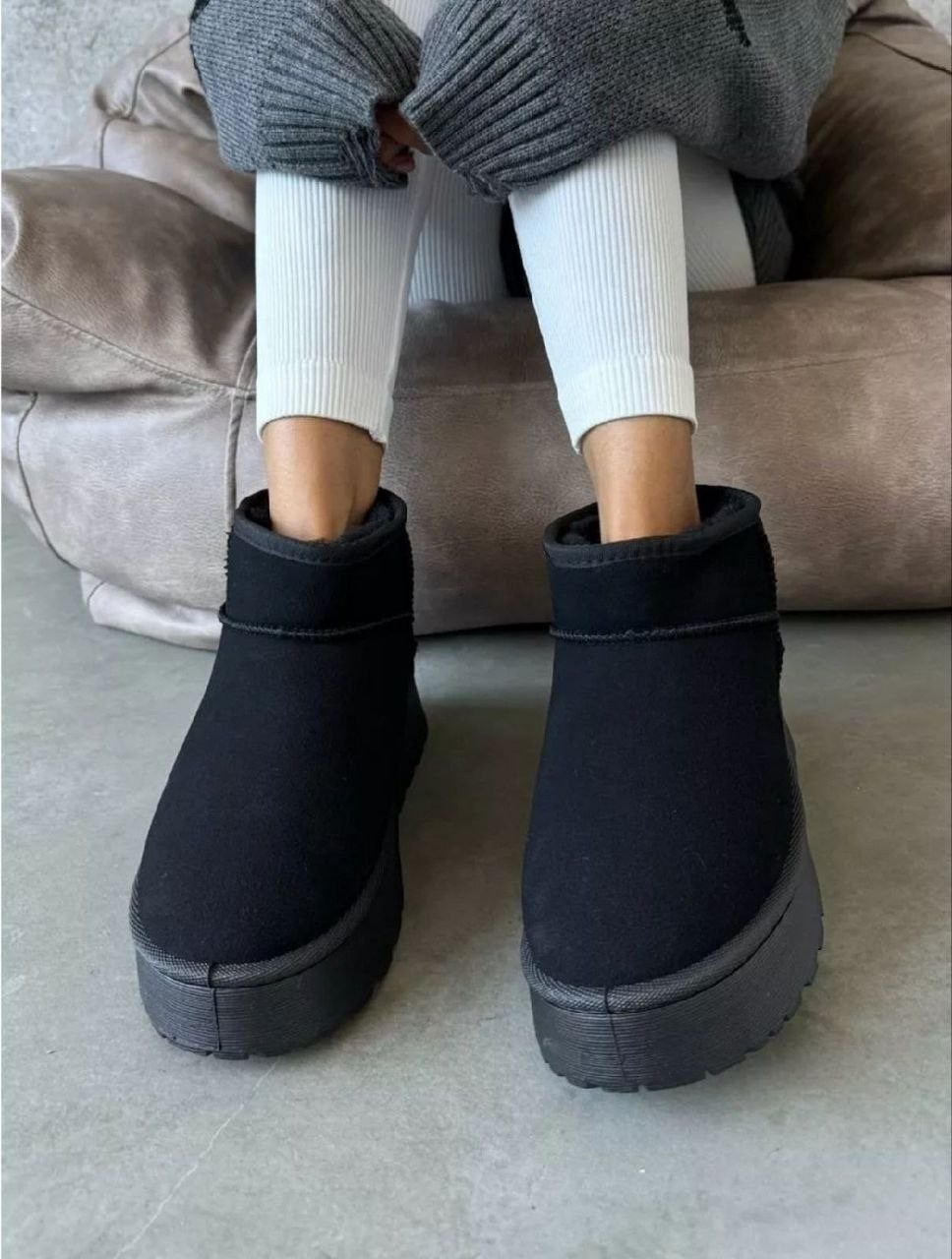 угги зимние короткие на платформе meitesi,угги замш,угги зимние короткие на платформе meitesi цвет черный, женская угги замш,угги женские черные зимние ugg