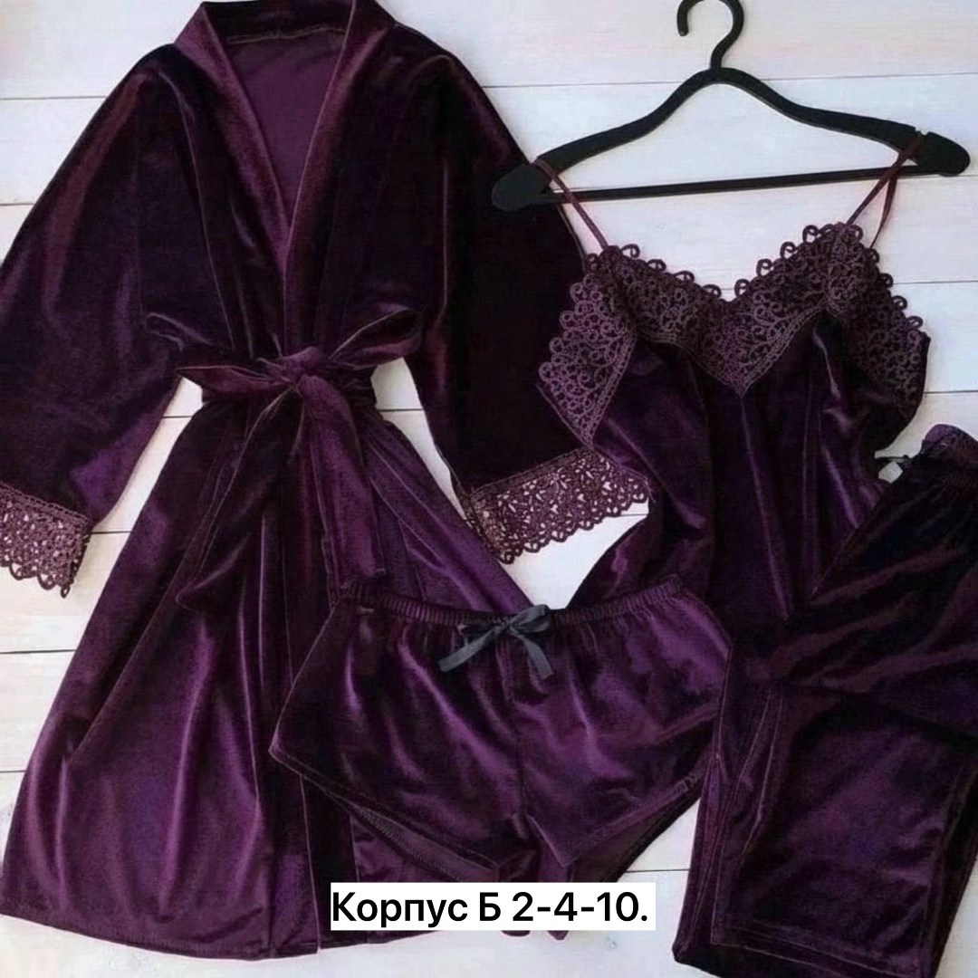 комплект пижама 4-ка бархат,комплект велюровый,пеньюар женский комплект велюр,домашний велюровый комплект,пижама комплект женская
