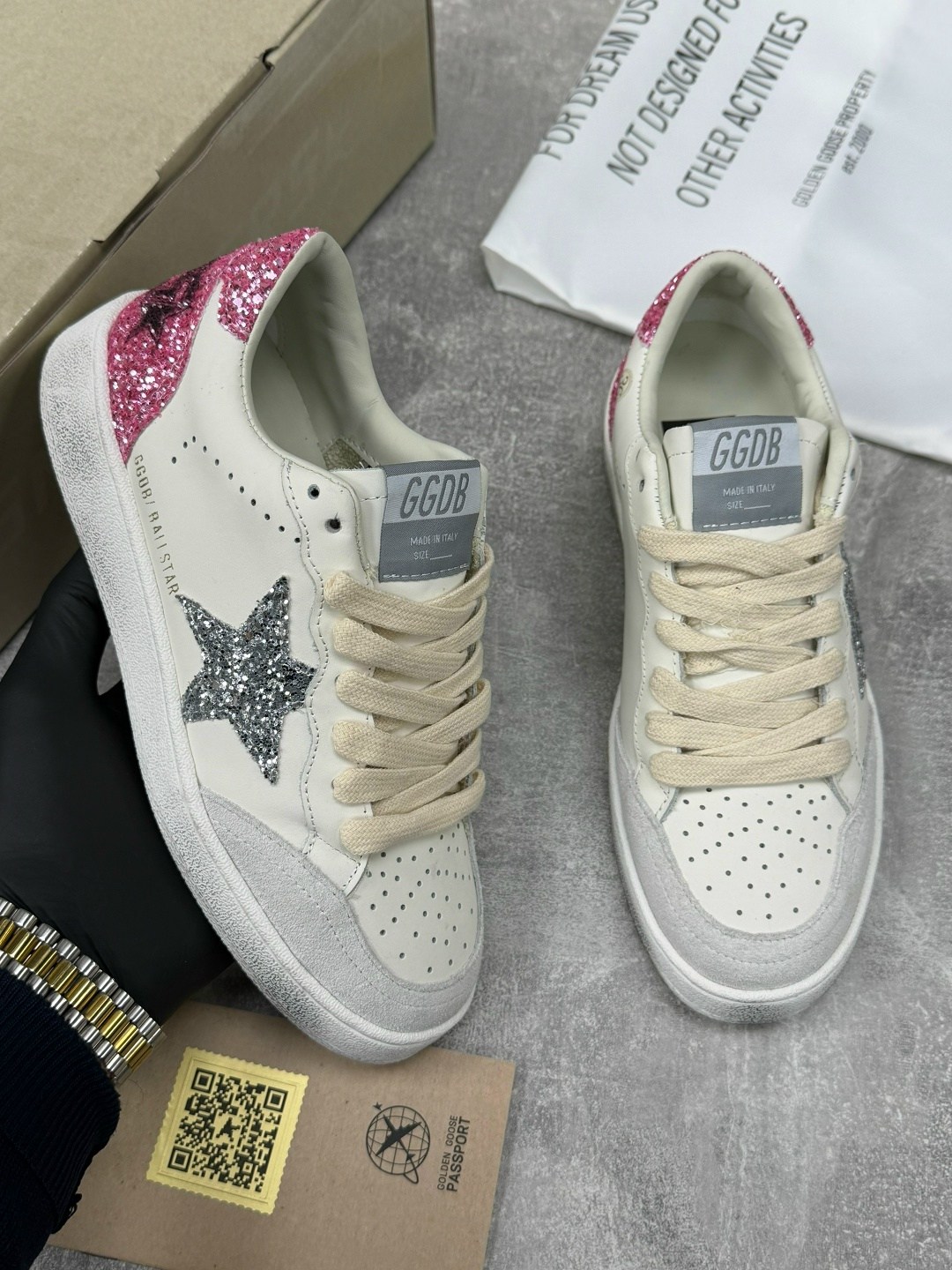 ,кеды golden goose,кроссовки golden goose wmns ball star white beige silver glitter, спортивная,кроссовки