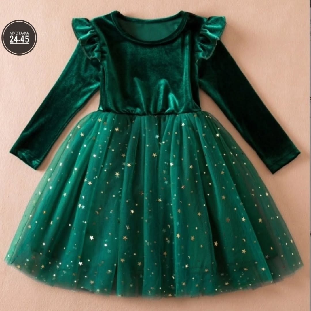 новогоднее платье,изумрудное платье для девочки,платье зеленое для девочки,платье принцессы,рождественское платье для девочек