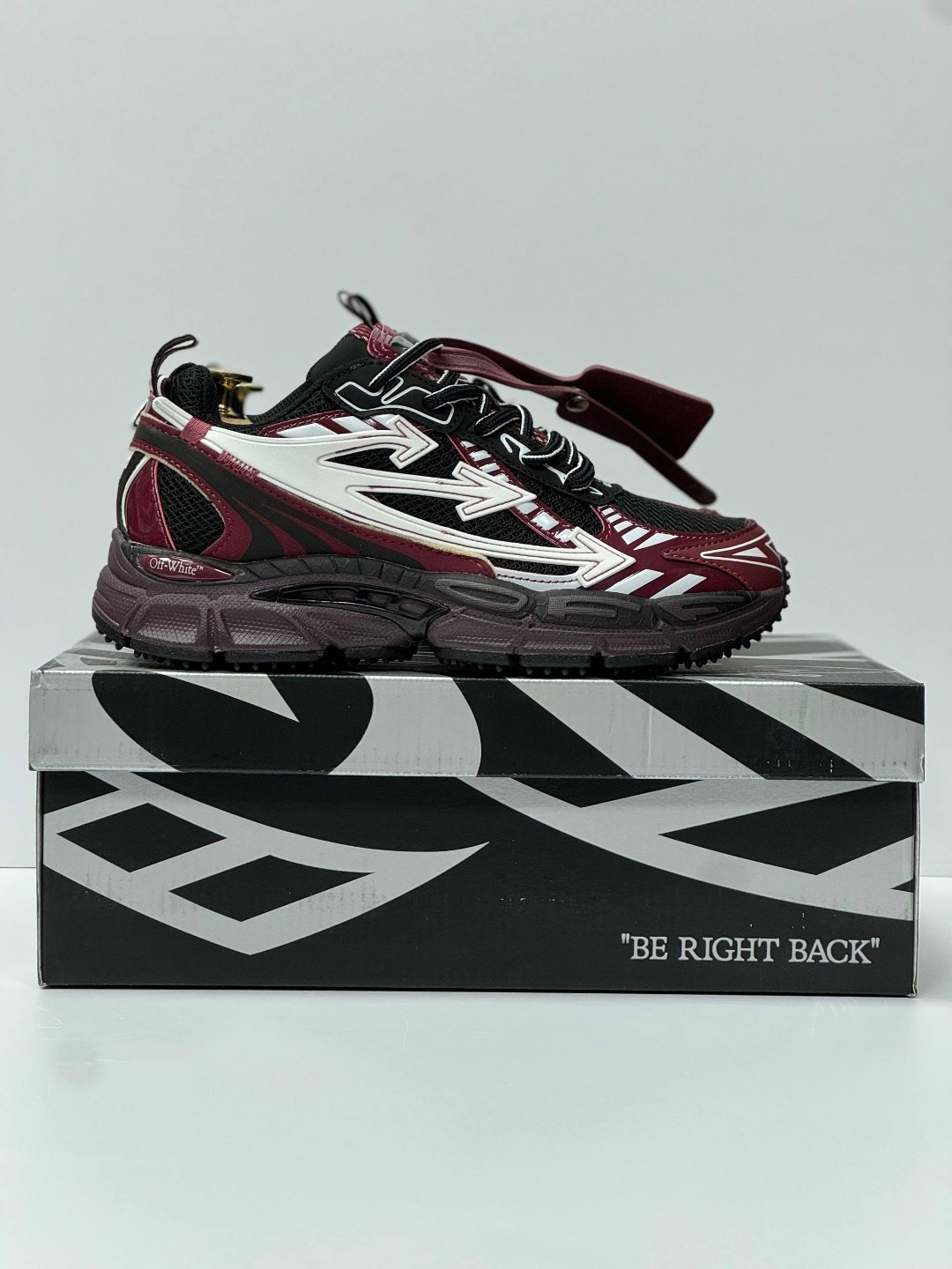 кроссовки off-white "be right back" бордовые,кроссовки off white be right back,,кроссовки мужской,кроссовки в стиле balenciaga