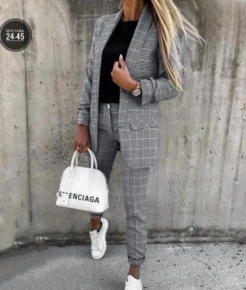 костюм в клетку женский,женские костюмы брючные,костюм модный,костюм двойка женская,повседневный костюм