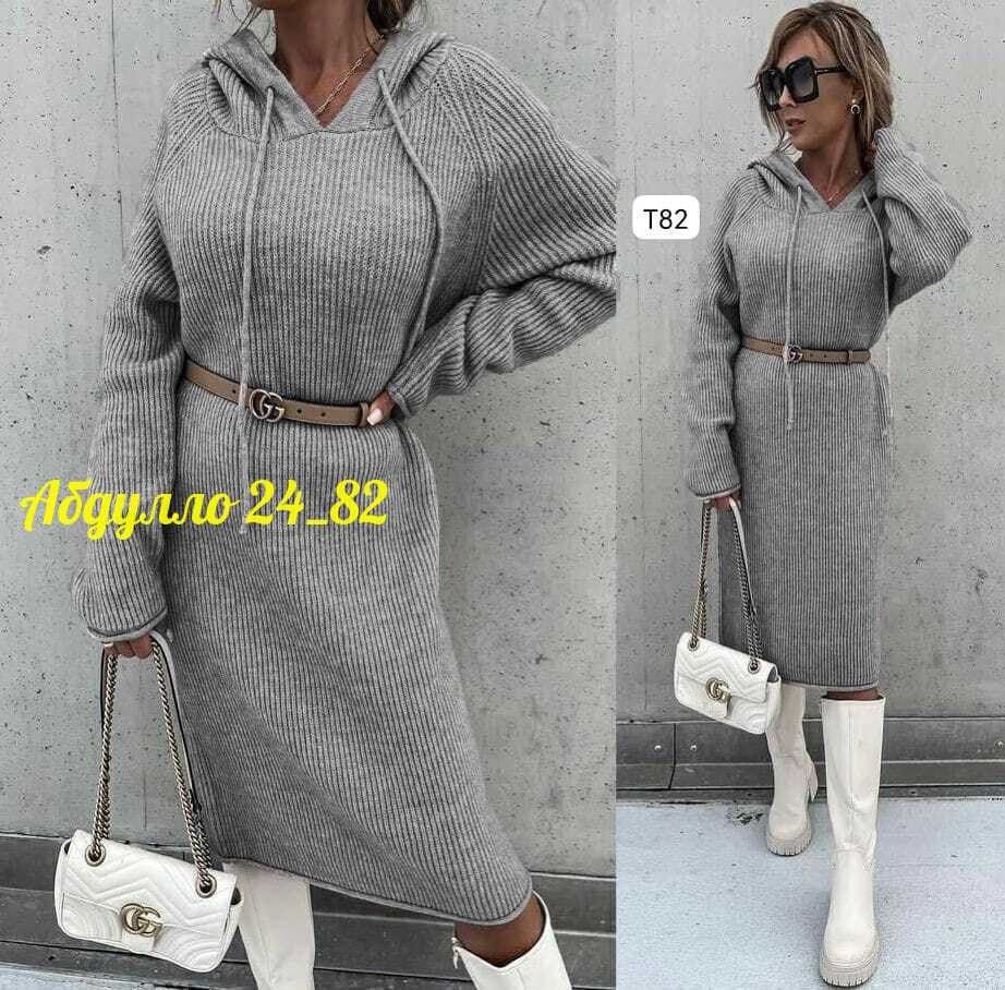 женское платье вязаное,вязаное платье,платье женская,теплое платье,теплое платье с капюшоном