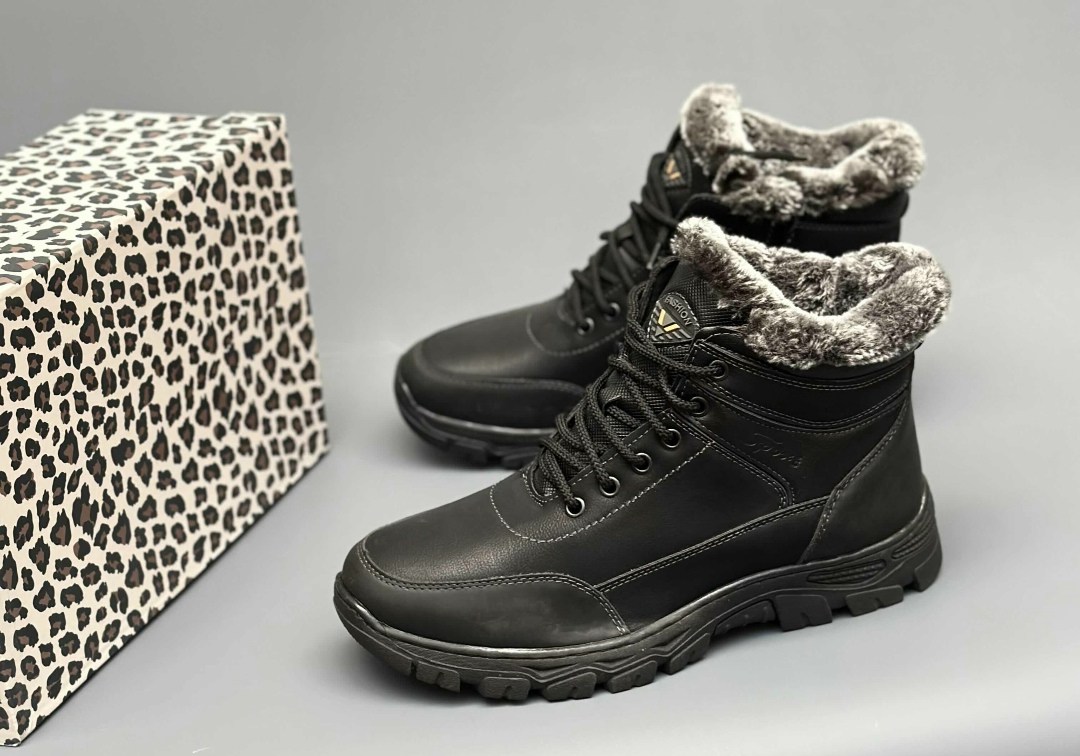 ботинки зимние мужские,ботинки bumer зимние мужские,мужская зимняя ,ботинки зимние кожаные мужские кроссовки мех чёрные натуральная кожа,мужские ботинки