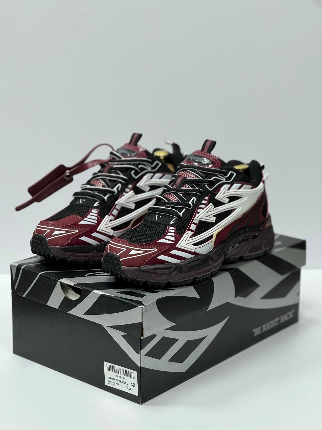 кроссовки off-white "be right back" бордовые,кроссовки off white be right back,,кроссовки мужской,кроссовки в стиле balenciaga