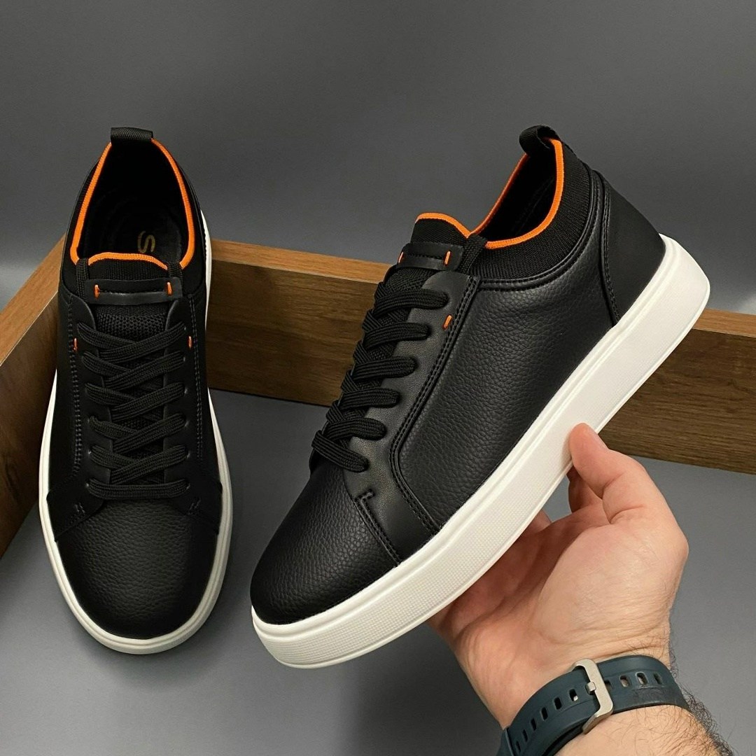 мужские кеды с белой подошвой черные кожаные quatro control,,кеды мужские,кожаные мужские кеды,кожаные кеды