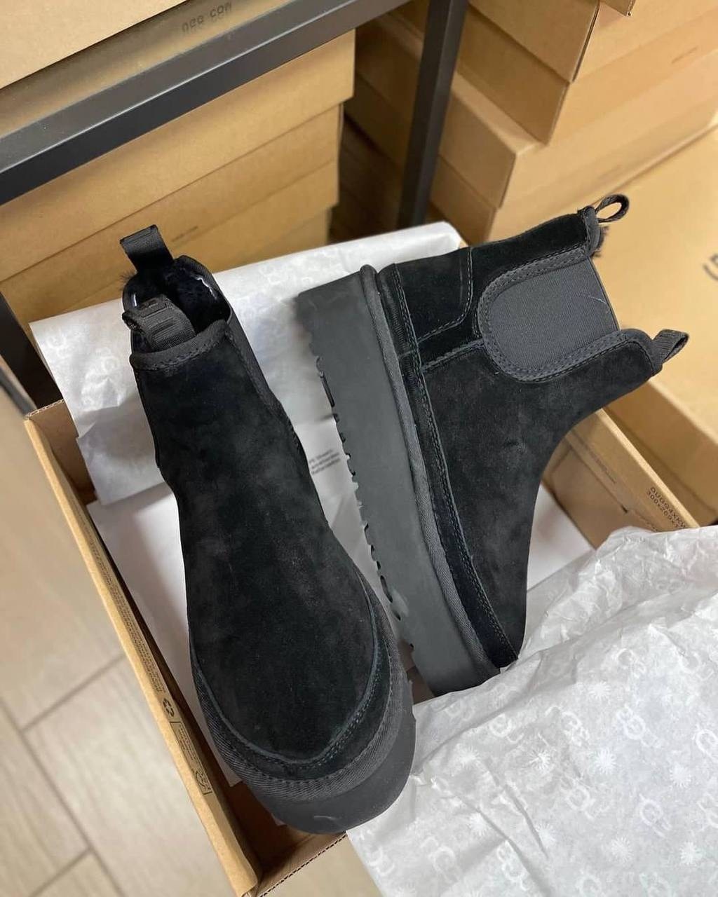 угги челси,,ugg челси женские,угги замшевые натуральные зимние челси черные размер 39,ботинки eskimo neumel на платформе челси, женские, черные ugg