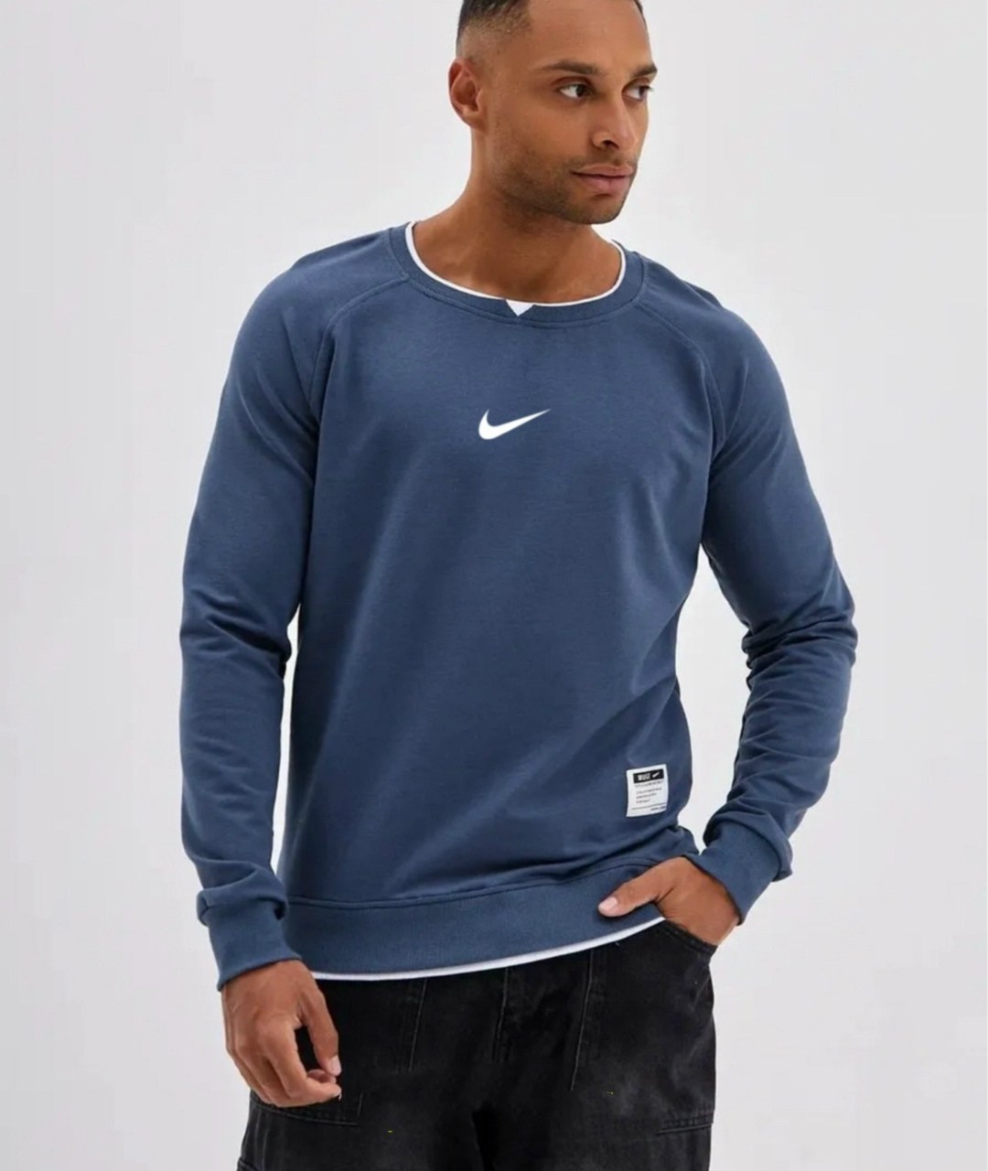 свитшот базовый,мужские свитшоты,серый свитшот,стильная кофта,свитшот серая найк ламода