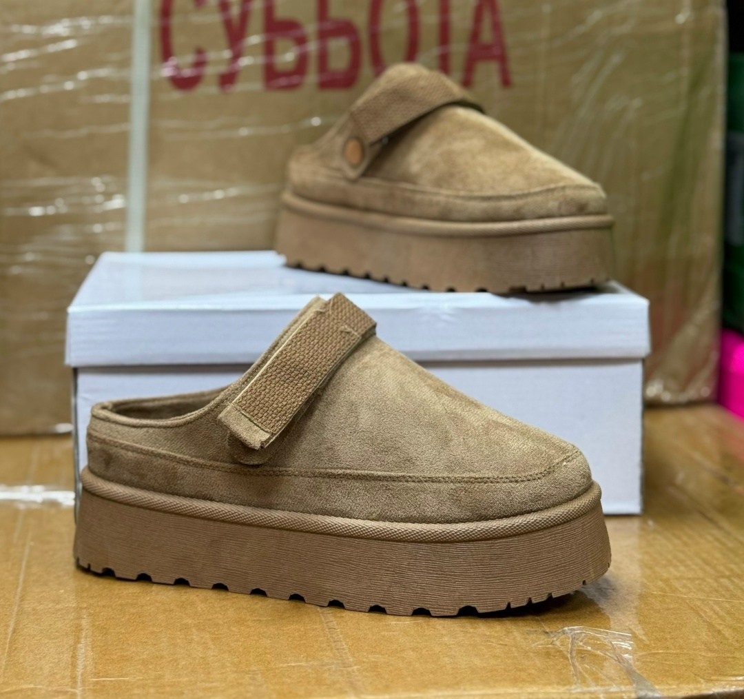 ,женская ,повседневная ,шлепанцы замшевые, на плоской подошве