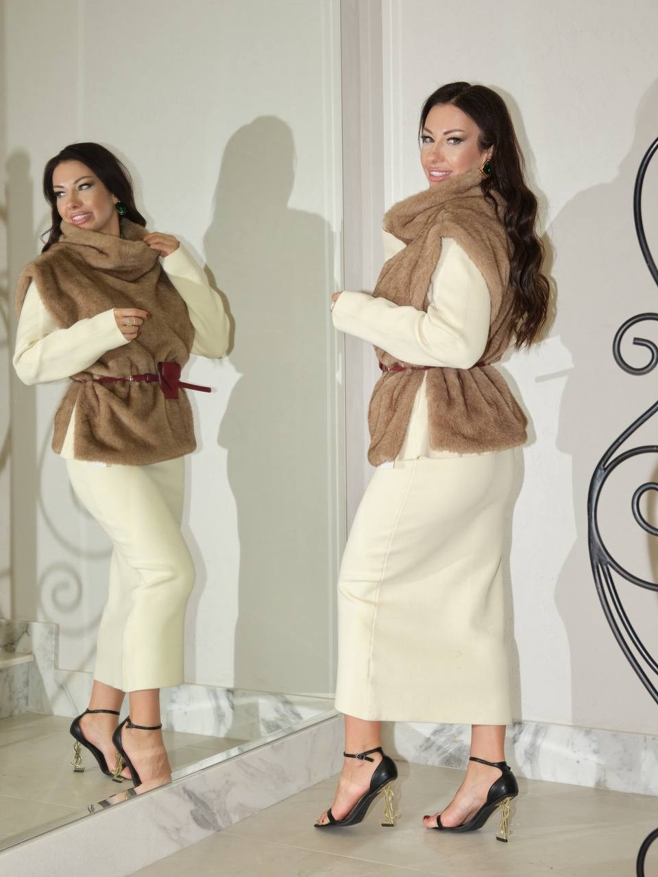 жилет меховой,меховая жилетка,жилетка фенди,жилет