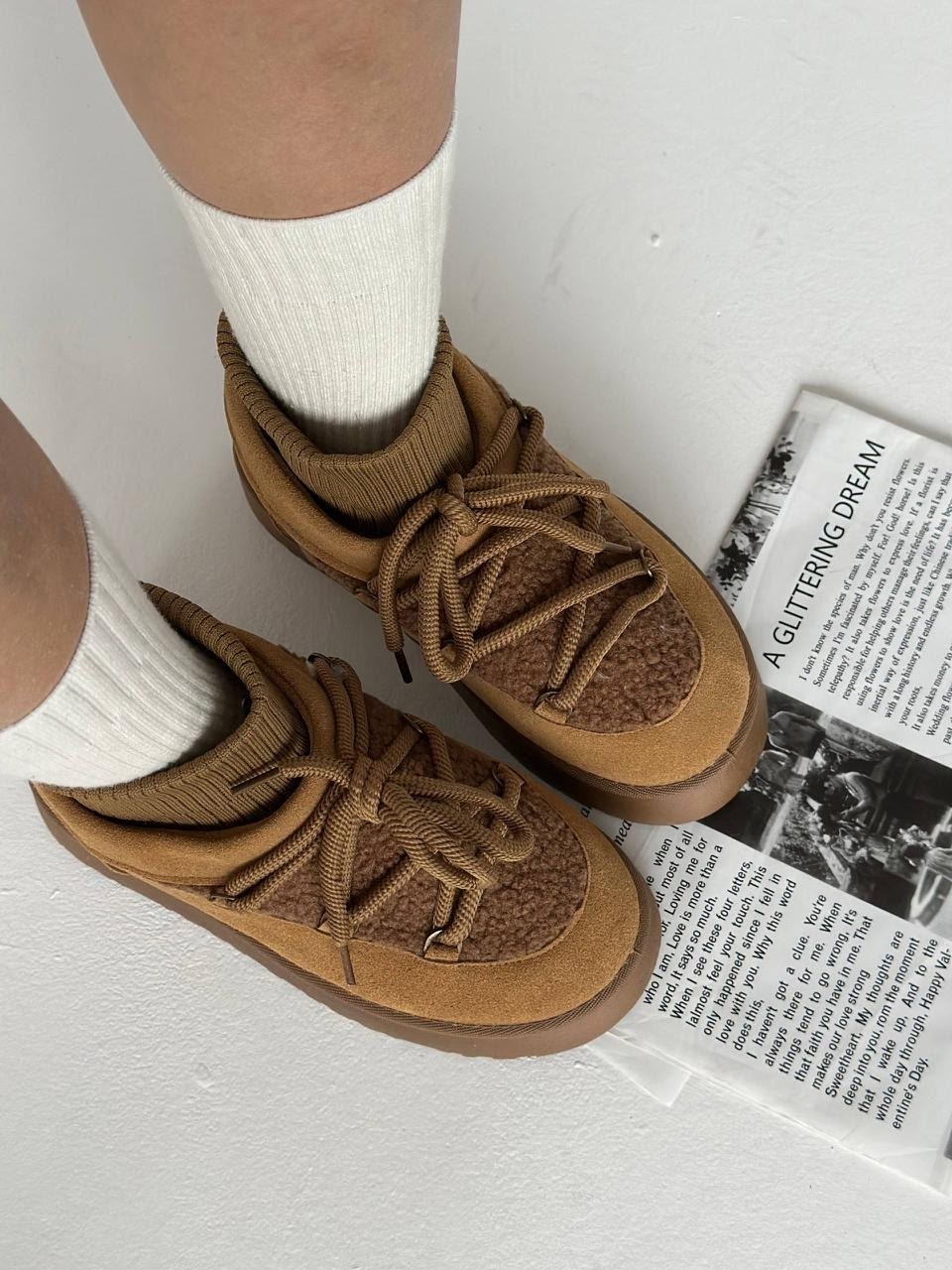 угги луноходы зимние из натуральной замши karida,,угги женские,зимние ботинки inuikii classic low platform коричневый, женская