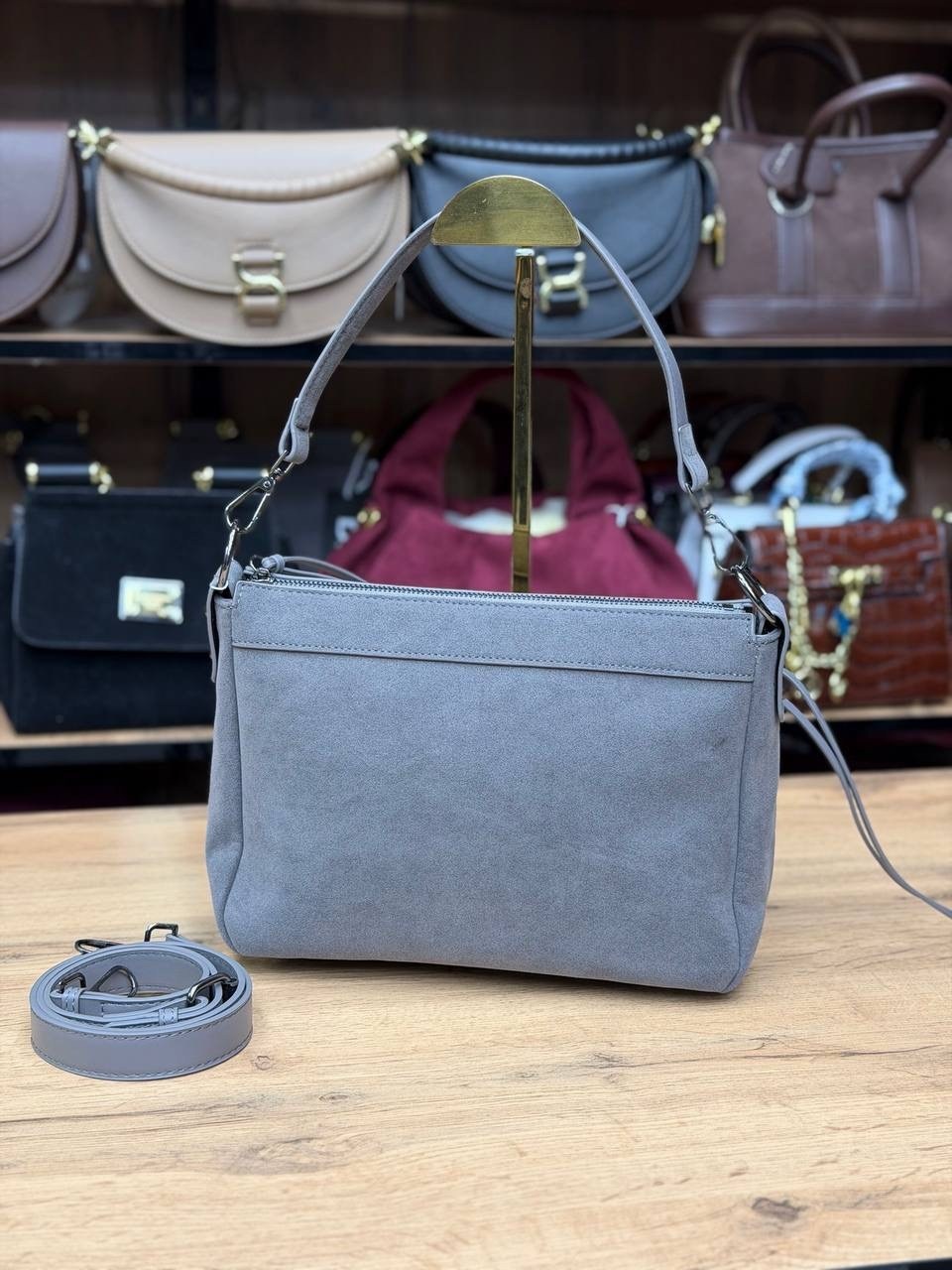 сумка,сумки женская,модная сумка,сумочка,замшевая серая сумка
