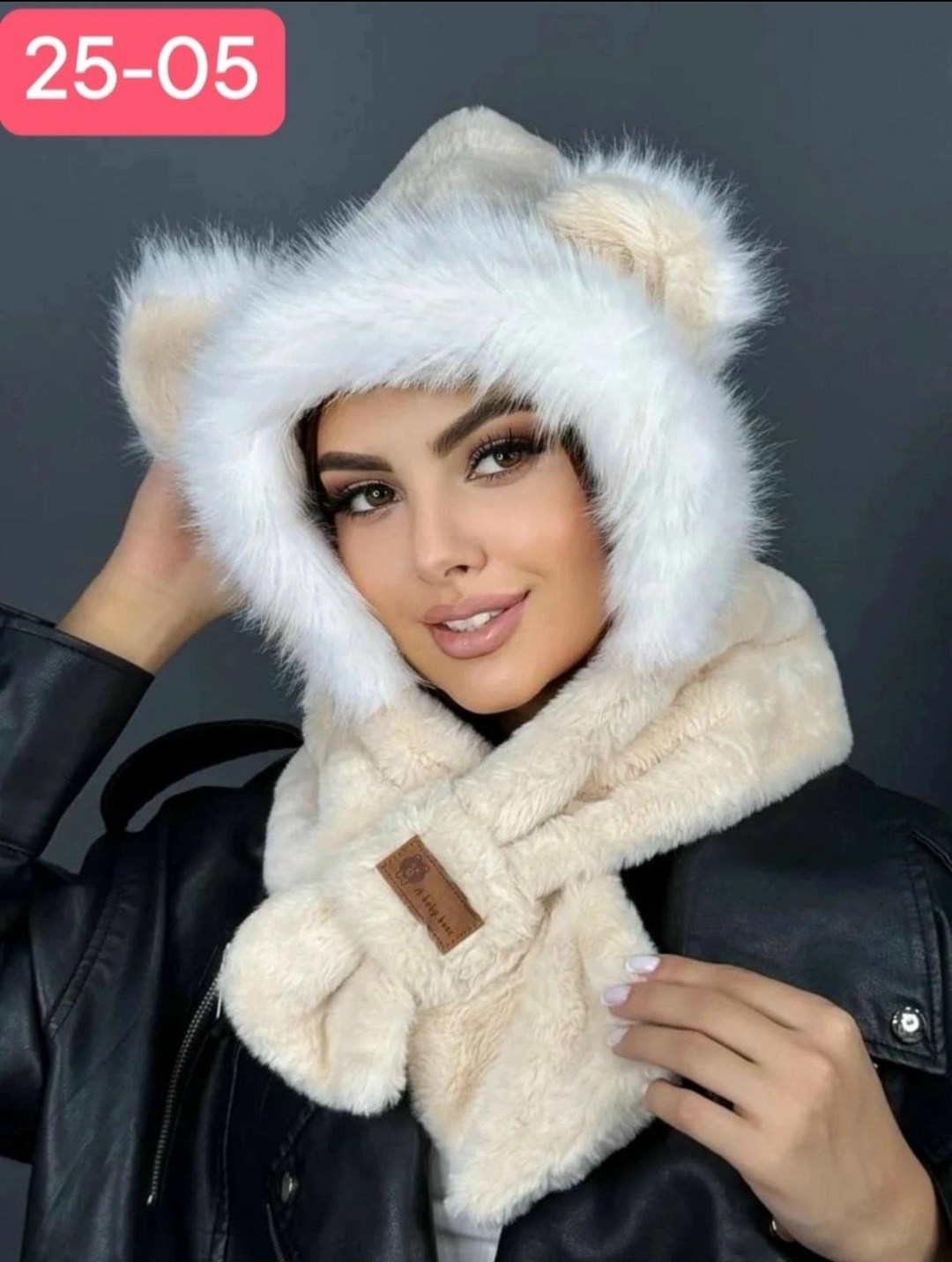 шапка с шарфом,зимние теплые шапки,плюшевая шапка,шапки с ушами,комплект шапка шарф