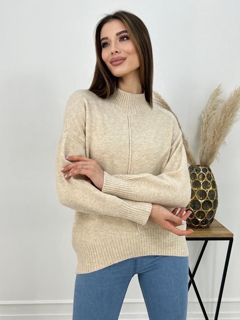 свитер с горлом теплый вязаный оверсайз jenny,женский свитер,свитер оверсайз,свитер женский вязаный с горлом кофта оверсайз,свитер укороченный вязаный с горлом на молнии оверсайз