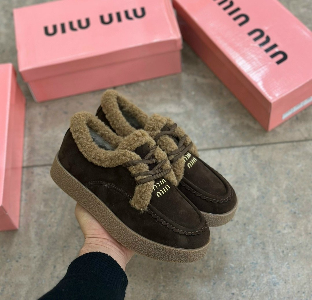 ,женская ,женские ботинки miu miu delave на меху,ботинки miu miu,женские зимние замшевые ботинки miu miu с мехом коричневые