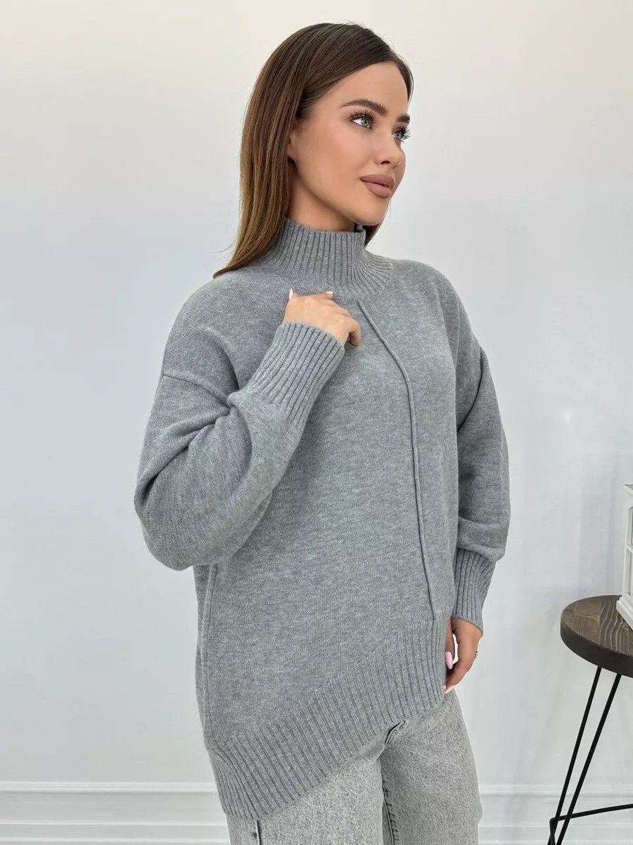 свитер с горлом теплый вязаный оверсайз jenny,женский свитер,свитер оверсайз,свитер женский вязаный с горлом кофта оверсайз,свитер укороченный вязаный с горлом на молнии оверсайз