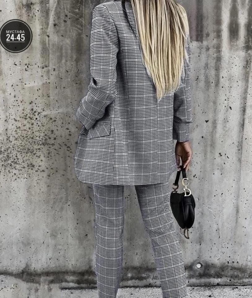 костюм в клетку женский,женские костюмы брючные,костюм модный,костюм двойка женская,повседневный костюм
