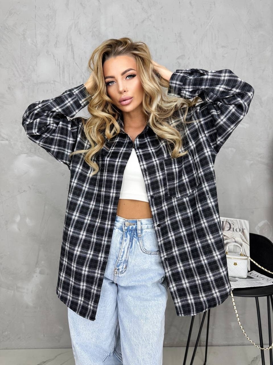 рубашка в клетку оверсайз на кнопках,рубашка женская в клетку оверсайз,рубашка в клетку оверсайз на кнопках golubkova,женская рубашка в клетку,рубашка в клетку