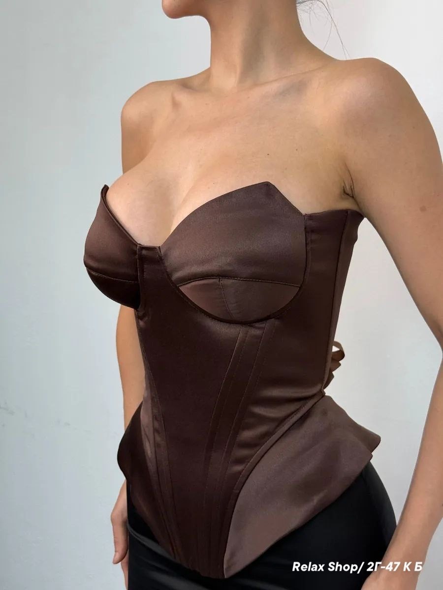 корсет топ вечерний летний на молнии и шнуровке kathrin цвет шоколадный коричневый,корсет,топ корсет,корсет женский,корсет женский топ