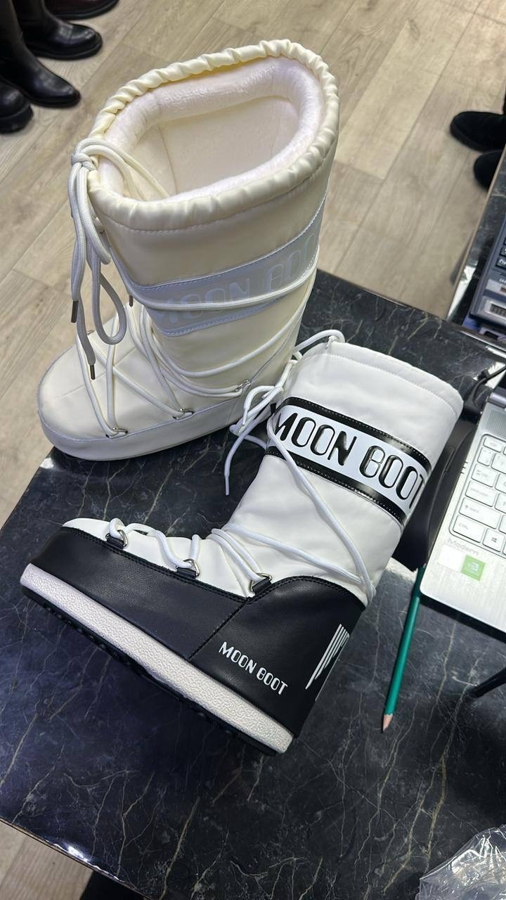 луноходы moon boot,,зимние модные теплые снегоступы moon boot на толстой подошве,женские луноходы,зимние ботинки moon boot mb icon nylon серый