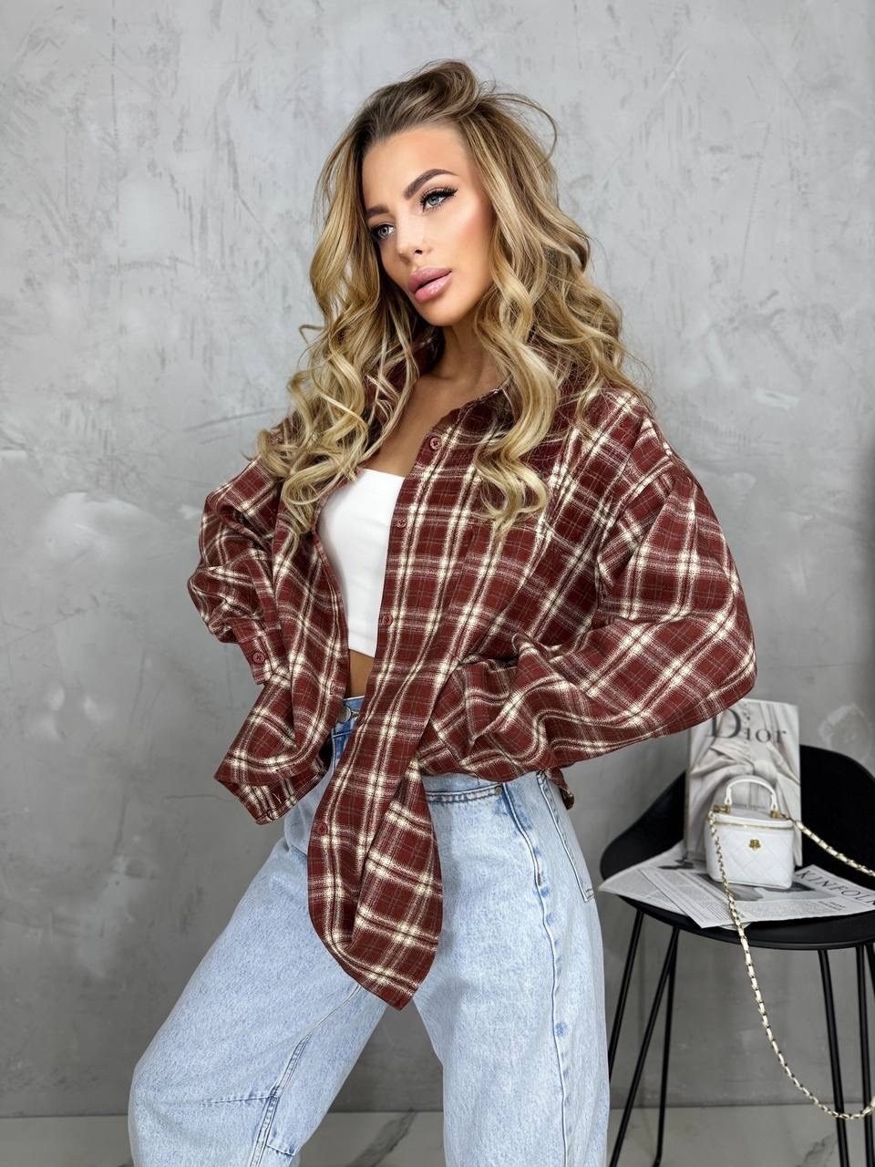 рубашка в клетку оверсайз на кнопках,рубашка женская в клетку оверсайз,рубашка в клетку оверсайз на кнопках golubkova,женская рубашка в клетку,рубашка в клетку