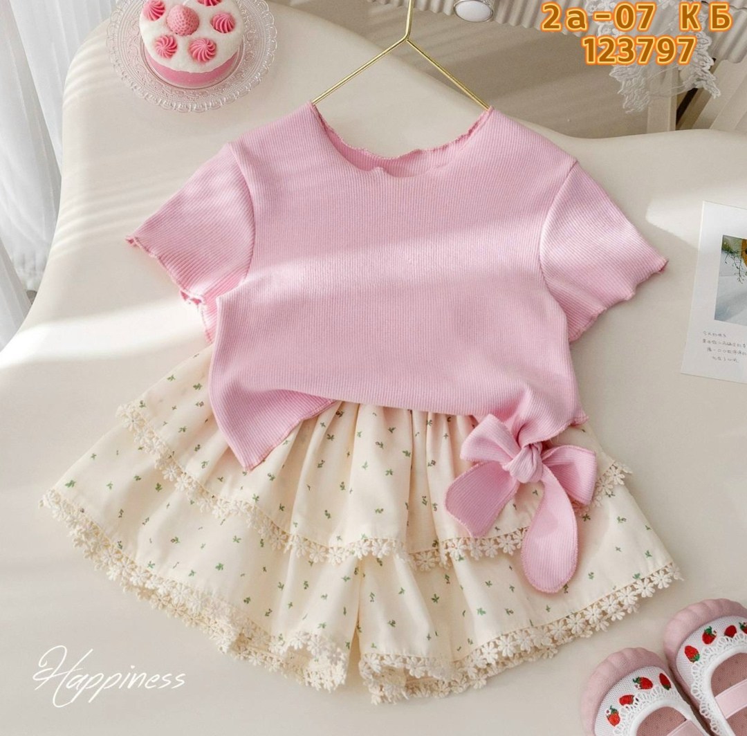 комплект одежды для маленьких девочек,комплекты одежды для девочек,летний костюм для девочек,футболка для девочек,майка с завязками