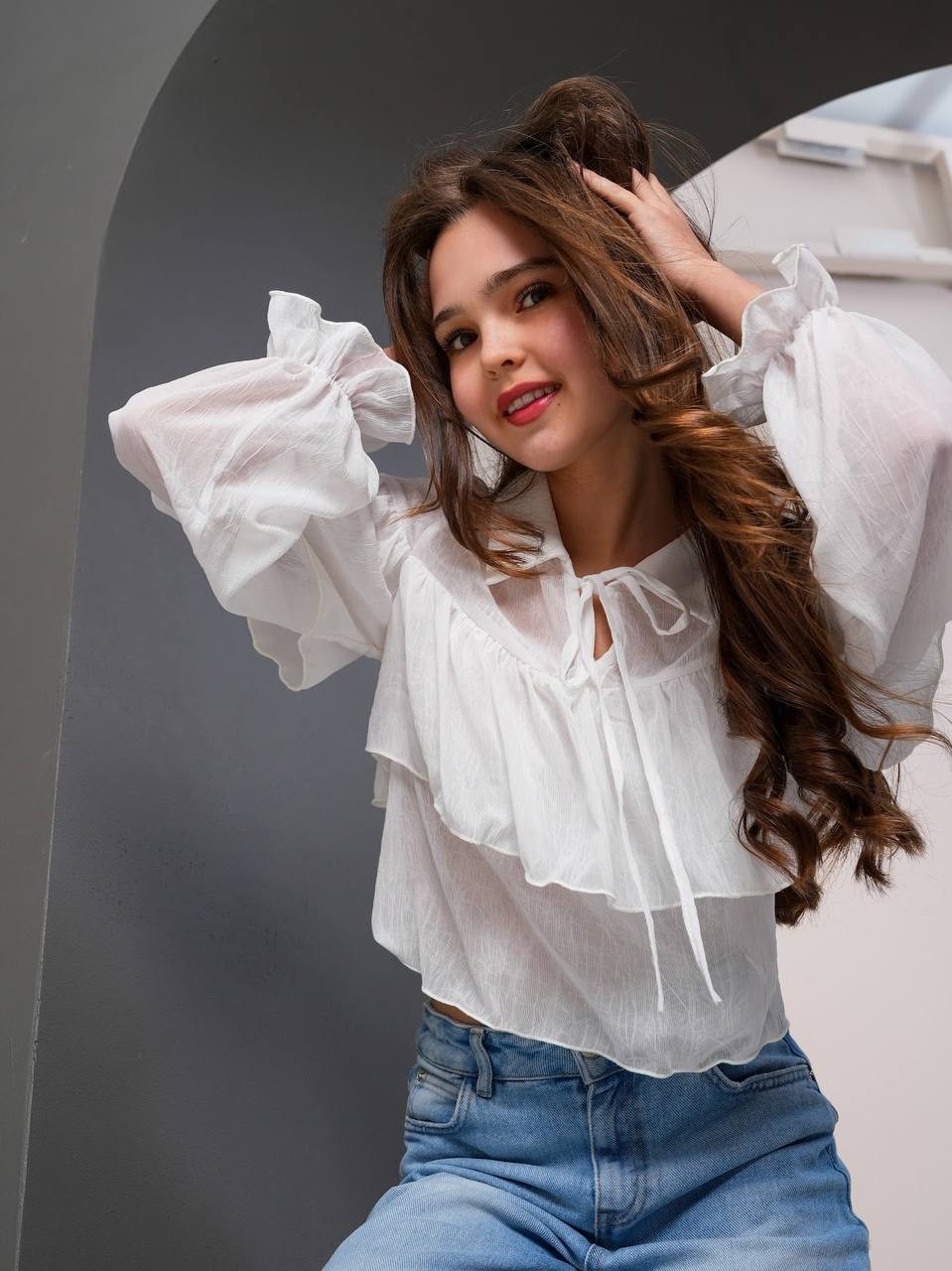 белые блузки,блузка нарядная на резинке tatyna brand,блузка для девочек,блузка с рюшами,блуза нарядная