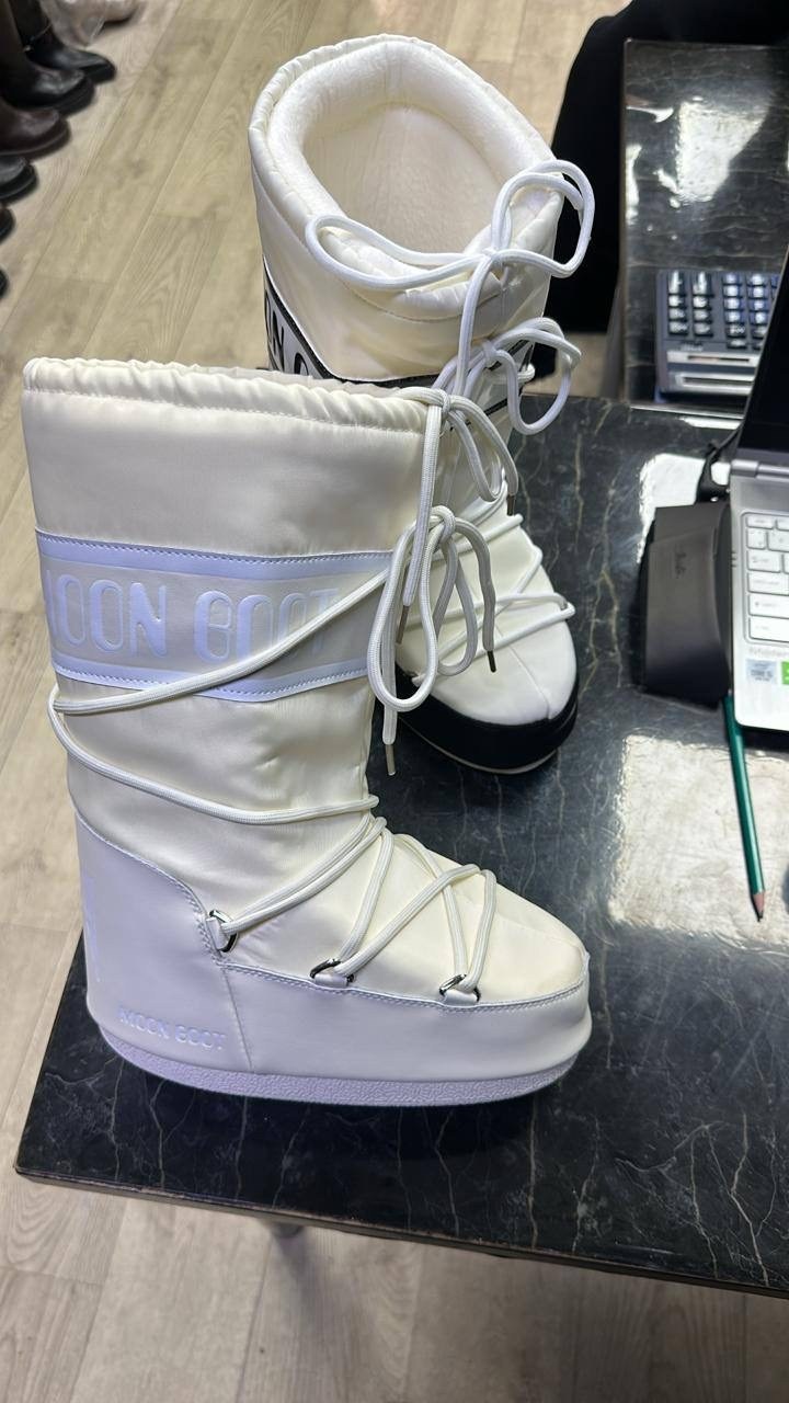 луноходы moon boot,,зимние модные теплые снегоступы moon boot на толстой подошве,женские луноходы,зимние ботинки moon boot mb icon nylon серый