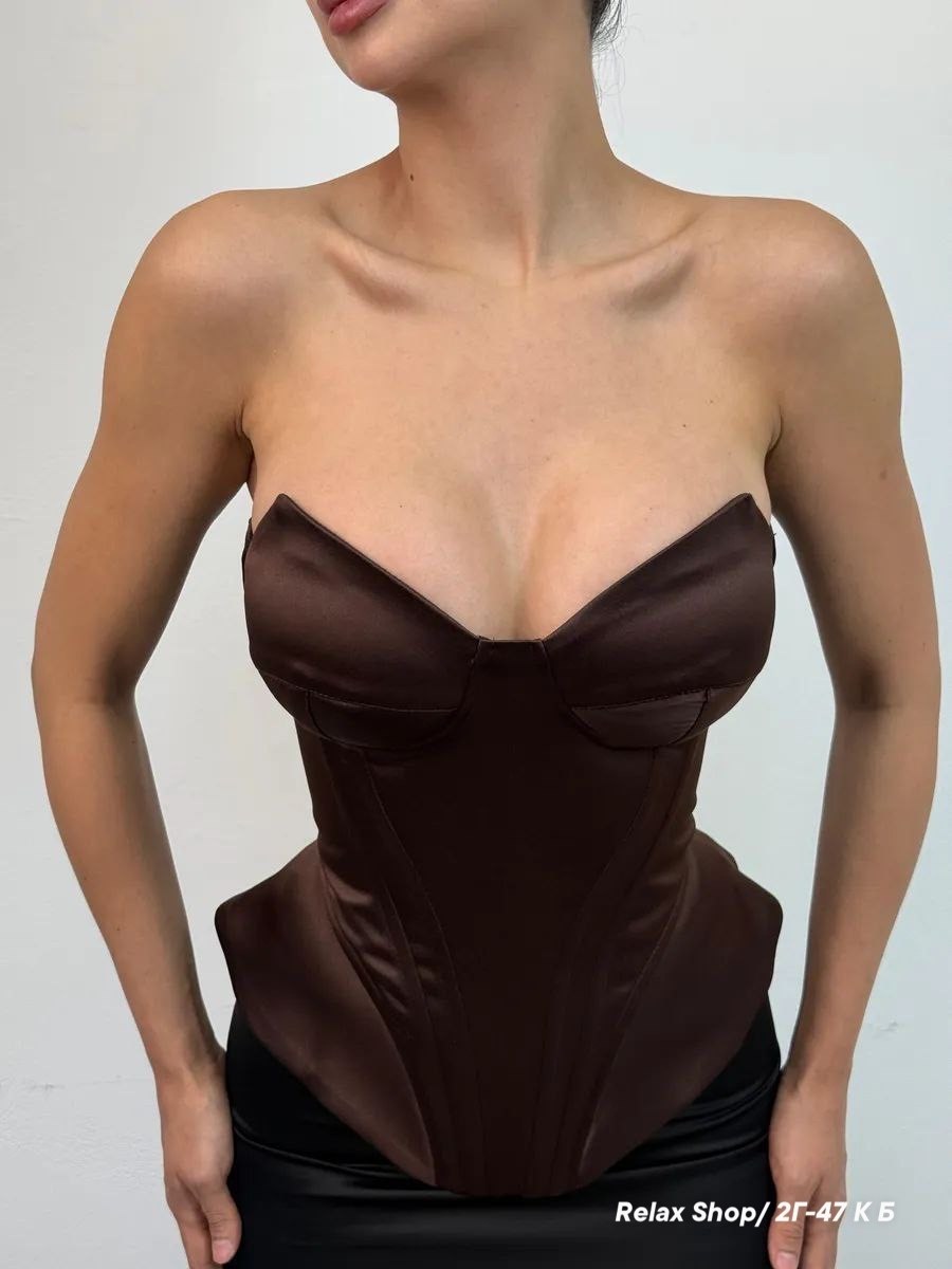 корсет топ вечерний летний на молнии и шнуровке kathrin цвет шоколадный коричневый,корсет,топ корсет,корсет женский,корсет женский топ