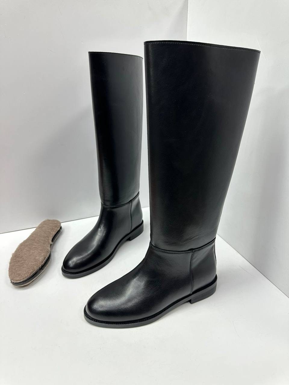 hermes женские кожаные сапоги premium black,сапоги,женские сапоги,сапоги высокие,сапоги hermes