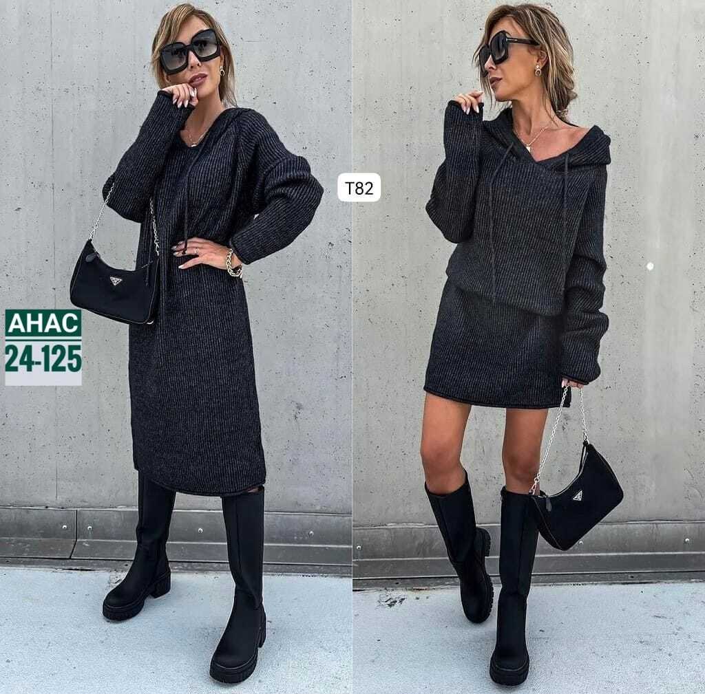 платье с капюшоном,костюм с юбкой,трикотажное платье,платье женские,вязаное платье