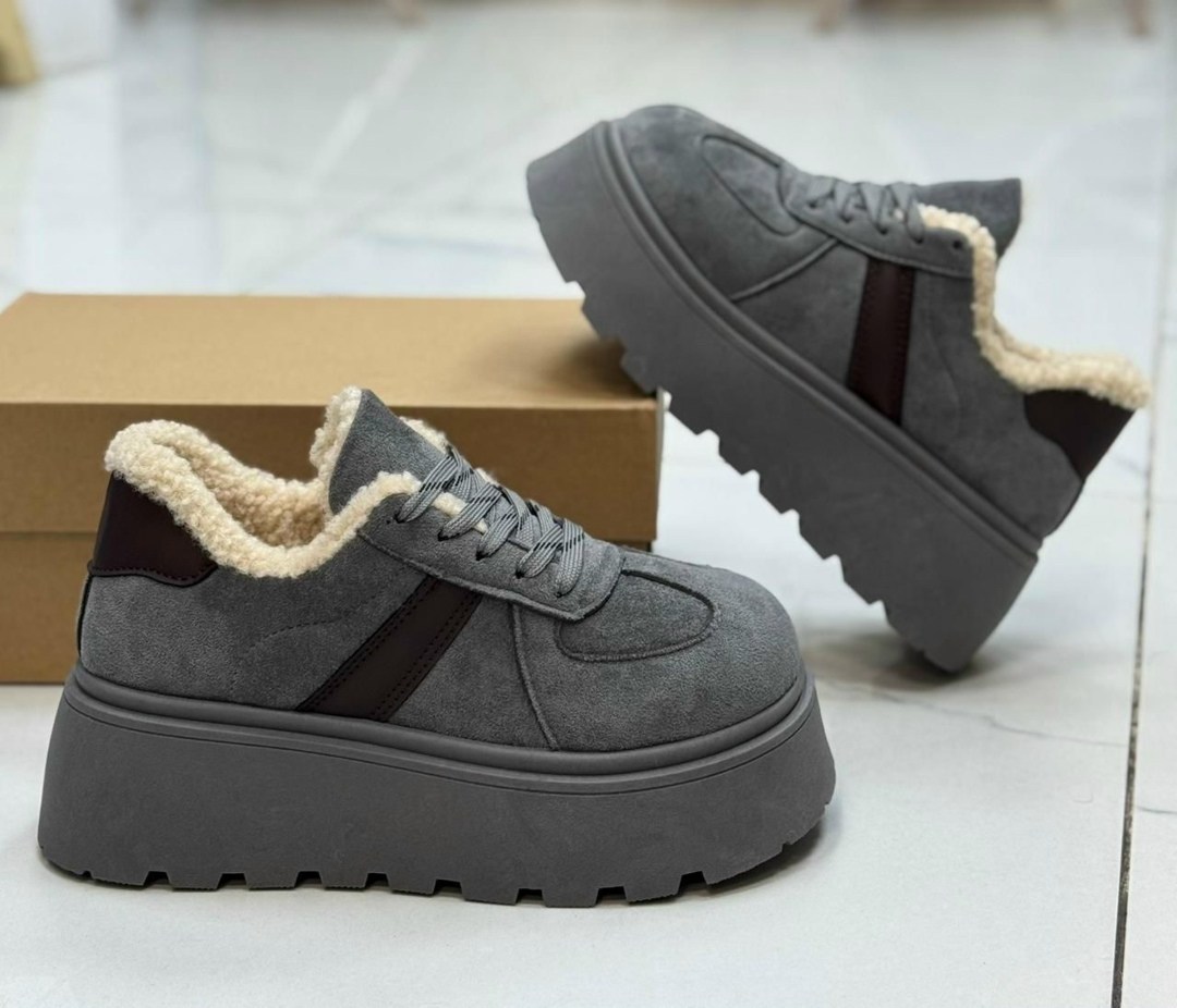 ,ботинки натуральные с мехом camille цвет серый,кроссовки замша,кроссовки женскиe, женская