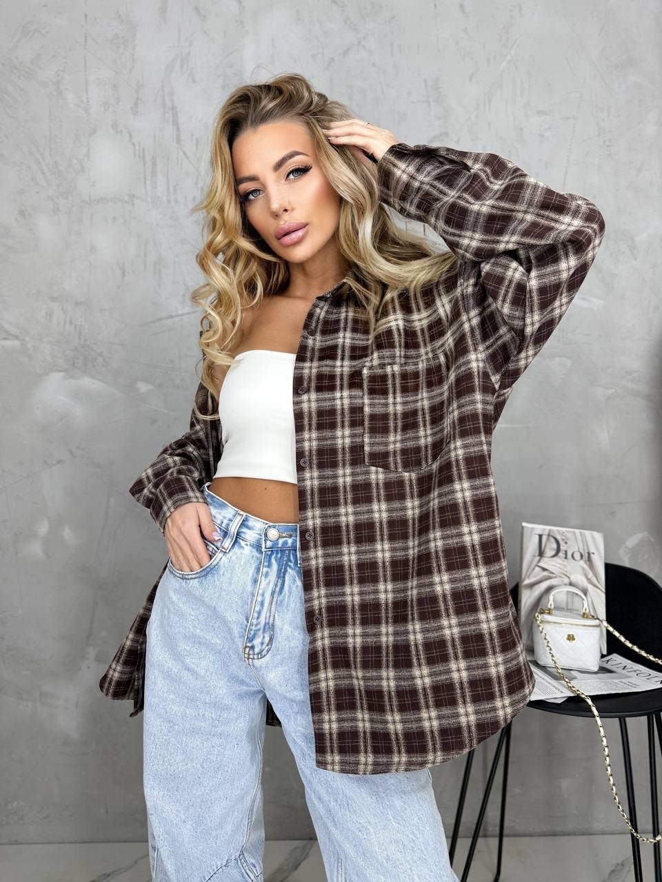 рубашка в клетку оверсайз на кнопках,рубашка женская в клетку оверсайз,рубашка в клетку оверсайз на кнопках golubkova,женская рубашка в клетку,рубашка в клетку
