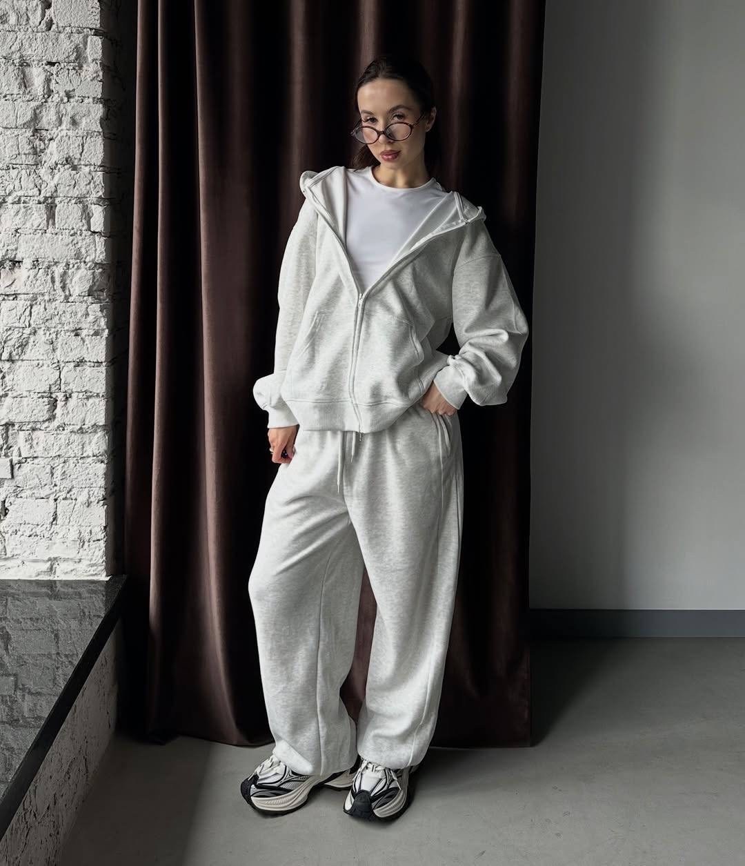 костюм спортивный со штанами палаццо и зип худи micca 362710601,костюм спортивный с начесом eva coosh,костюм спортивный,костюм спортивный со штанами палаццо и зип худи micca,костюм 2860 толстовка и бр