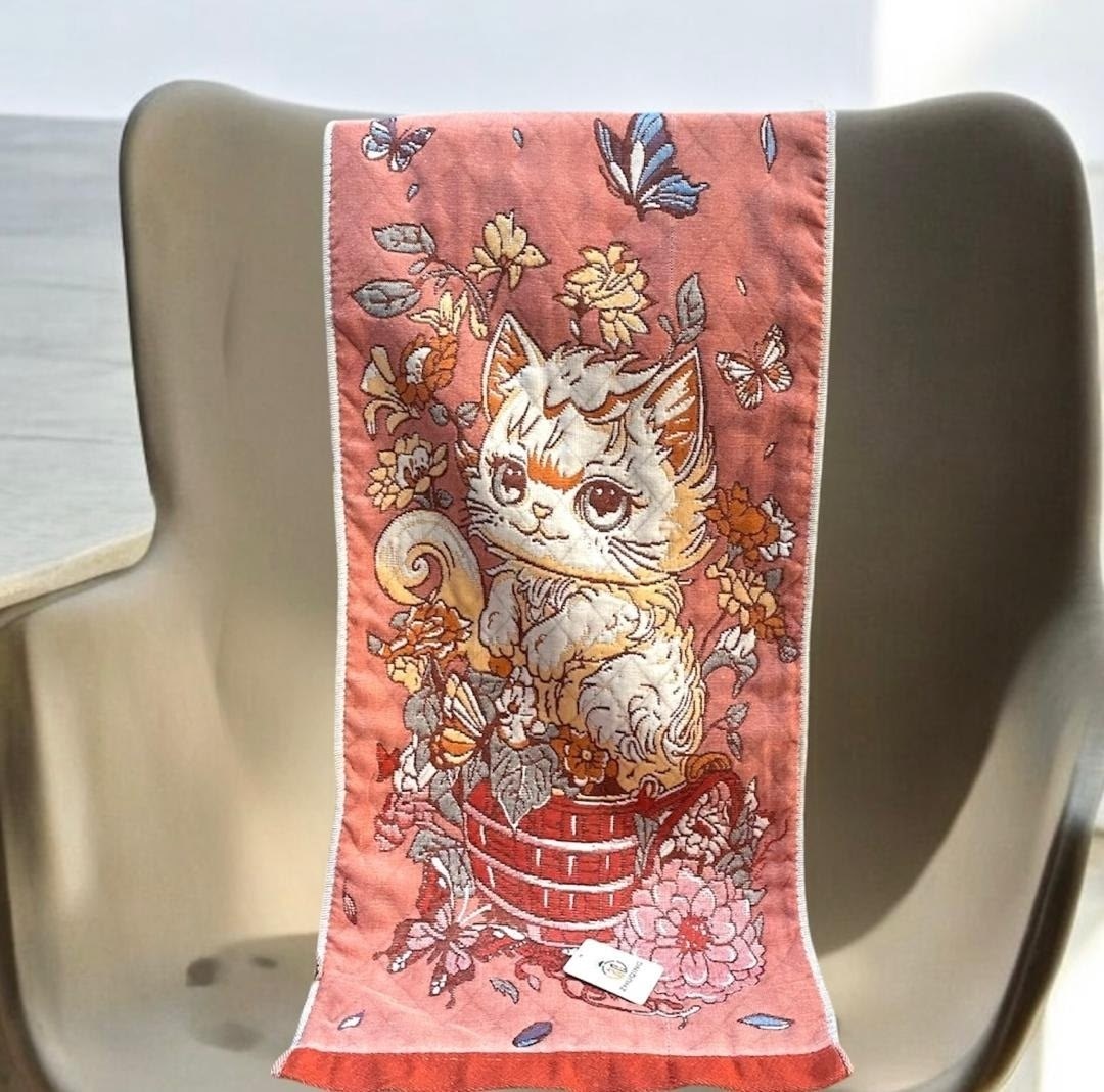 детское хлопковое полотенце с рисунком кошки 25*50,детские полотенца,кухонное полотенце,полотенце "милые котята" тканное стеганое 25*50 см хлопок 100%,полотенце хлопок