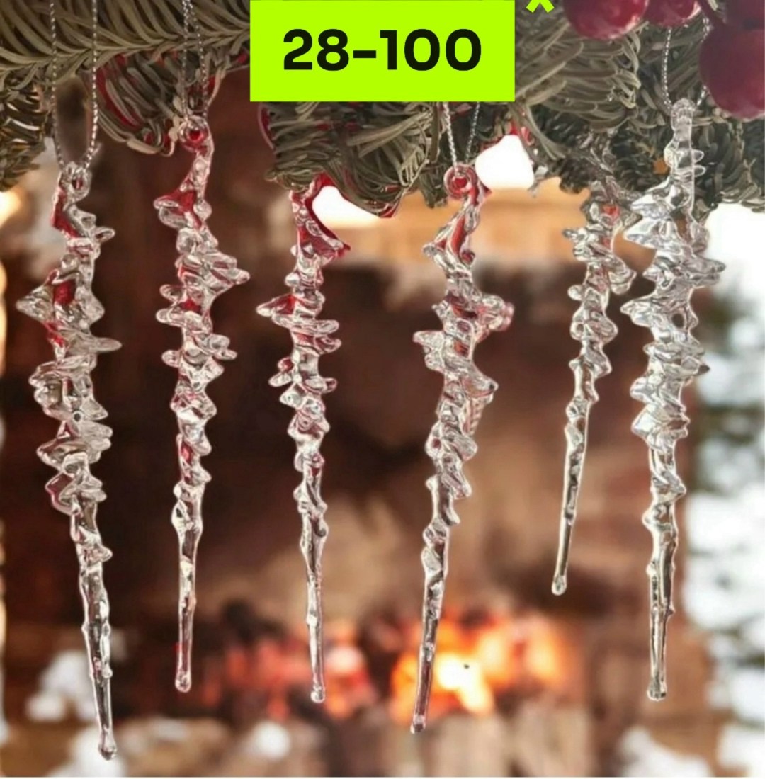 набор ёлочных украшений сосулька спираль 12 шт,набор елочных украшений сосулька 36 шт,ёлочное украшение сосулька 13 см 36 штук michurin,ёлочное украшение "сосулька" снежное кружево 12 см 6 шт,набор ел